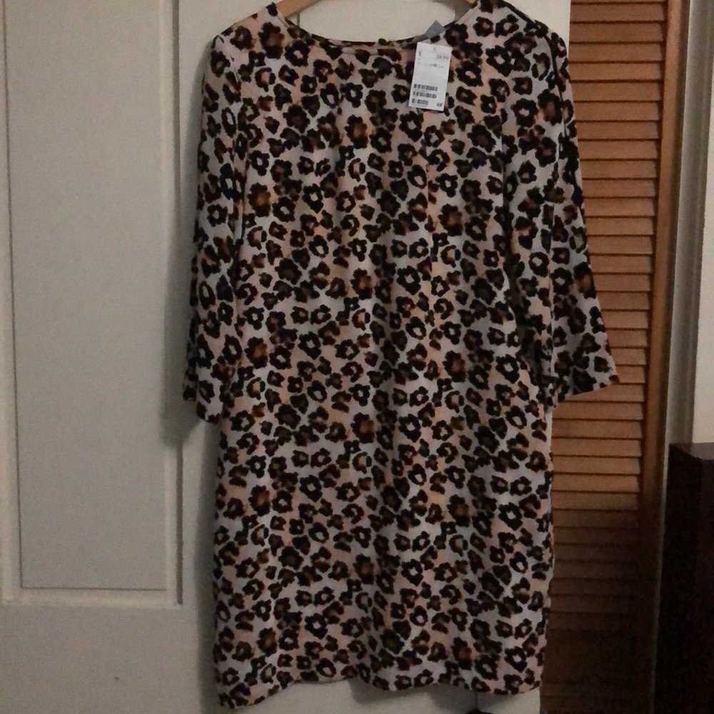 H&M cheetah print dress 3/4 sleeve